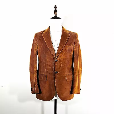 Vintage 60s 70s Corduroy Sport Coat Blazer Jacket Retro Western Boho USA 36 S • $79