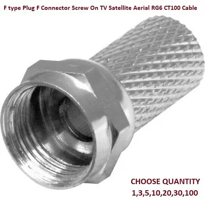 £16.99 • Buy  F Type Plug F Connector Screw On TV Satellite Aerial RG6 CT100 Cable