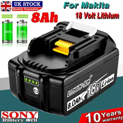 8.0Ah For Makita BL1860 18V 18Volt LXT Li‑Ion Cordless Battery BL1850 BL1830 UK • £19.89