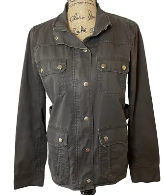 J Crew Factory Gray Relaxed Boyfriend Field Waist Cinch Cotton Jacket Size Small • $14.99
