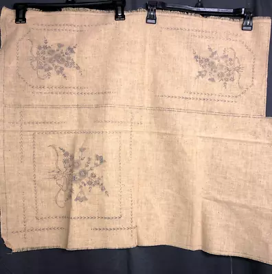 Vintage Stamped Floral Crewel Embroidery Linen Antimacassar • $37.50