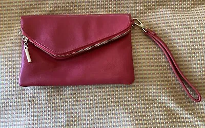 Vegan Leather Envelope Shape Wristlet  Clutch Purse Red • $5