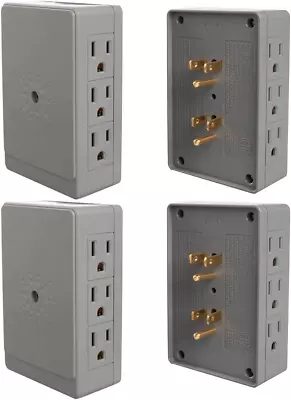 Litesun 4 Pack Side Entry Outlet Plug 6-Way Electrical Socket Splitter Wall Tap • $37.02