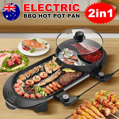 $60.95 • Buy 2 In 1 Electric Hotpot BBQ Oven Smokeless Pan Grill Hot Pot Barbecue Machine AU
