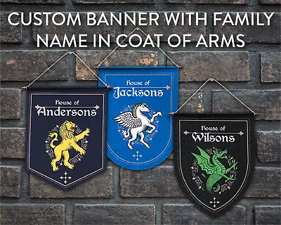 Medieval Style Family Banner With Mythical Creatures 12x17  / 30x42 Cm EU Made • $33.50