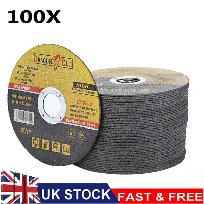 100x Metal Steel Cutting Slitting Discs 115mm 4.5 Inch X 1mm X 22mm Ultra Thin • £29.99