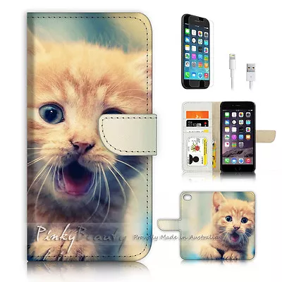 ( For IPhone 7 Plus ) Wallet Case Cover P3487 Cute Pussy Cat • $12.99