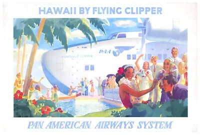 Pan American Airlines - Pan Am - Hawaii By Clipper - Vintage Travel Poster • $10.99