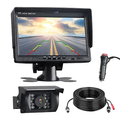 12V-24V 7  HD Monitor And Backup Rear View Camera Kit For Motorhome RVs LCD • £69.49