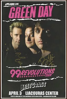 Green Day Autographed Gig Poster Billie Joe Armstrong And Tré Cool • $34