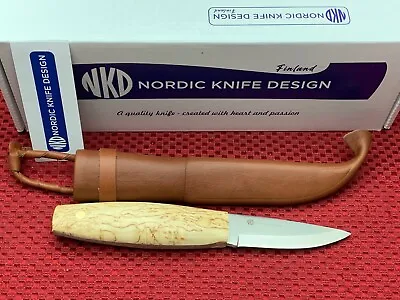 Nordic Knife Design Korpi 85 Knife Curly Birch Full Tang Made In Finland NEW 1 • $175