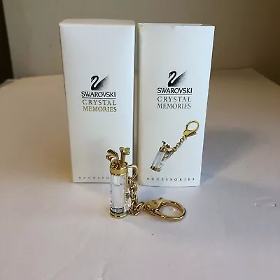 $30 • Buy Swarovski Crystal Memories Figurine GOLF BAG Key Ring 191632 Exc