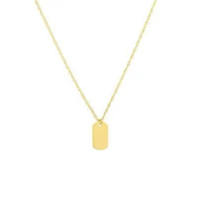 $109.99 • Buy Mini Dog Tag Adjustable Rope Chain Necklace Real 14K Yellow Gold Up To 18 