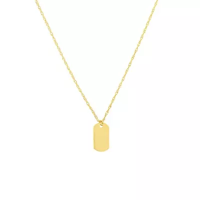 $109.99 • Buy Mini Dog Tag Adjustable Rope Chain Necklace Real 14K Yellow Gold Up To 18 