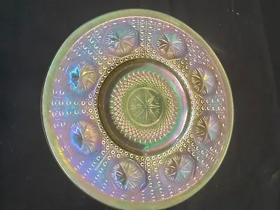 Iridescent Amber Depression Glass Dinner Plate - STARBURST • $5