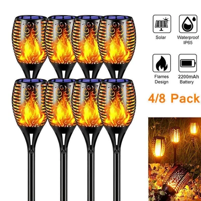 £9.98 • Buy 8XFlickering Flame Solar Power Garden Torch Light Dancing Outdoor LED Stake Lamp