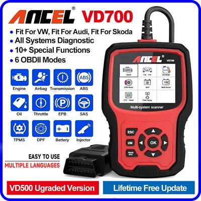 ANCEL VD700 For VW Car OBD2 Scanner Fault Code Reader All System Diagnostic Tool • $79.99