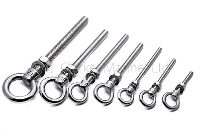 Stainless Steel Lifting Eye Bolt A4 316 Marine Grade Longshank Nut M6 M8 M10 M12 • £631.57