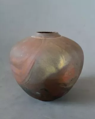 Modernist Raku Style Pottery Stoneware Vase 4 Inches • $49.99