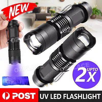 UP2x 395nM UV Ultra Violet LED Flashlight Blacklight Light Inspection Lamp Torch • $10.85