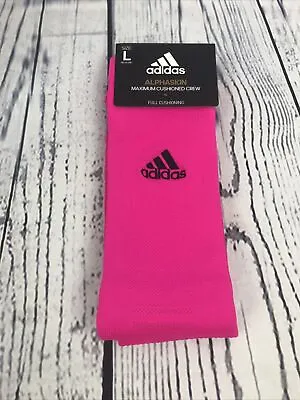 $18.95 • Buy Adidas Unisex-adult Alphaskin Maximum Cushioned Crew Socks Shock Pink Sz L