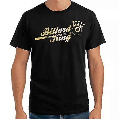 Billiard King Sports Pool 8-Ball King Crown Gold Metallic Patter Slogan T-Shirt • $20