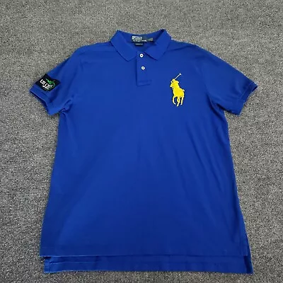 Polo Ralph Lauren Big Pony Polo Shirt Mens Large Custom Fit US Open 2013 Blue • $29.99