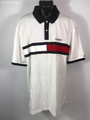 TOMMY HILFIGER White Button Cotton Polo Shirt Men - Size 3XL • $9.99