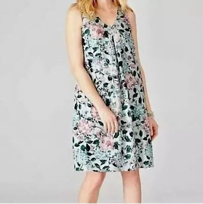 J Jill Love Linen A-line Dress Size L Petite Tropical Floral Sleeveless Pockets • $29.99