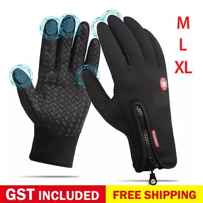 Bike Cycling Gloves Touch Screen Warm Waterproof Unisex Full Finger Winter Sport • $9.01