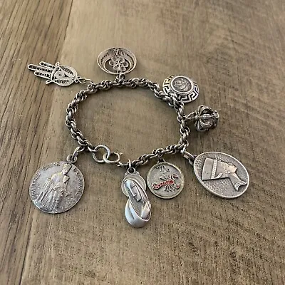 Vintage Sterling Silver Charm Bracelet 8 Charms  6.5 Inches Long • $77.27