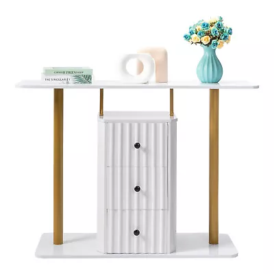 Modern Console Table With 3 Drawers Faux Marble Veneer Entryway Table. • $149.99