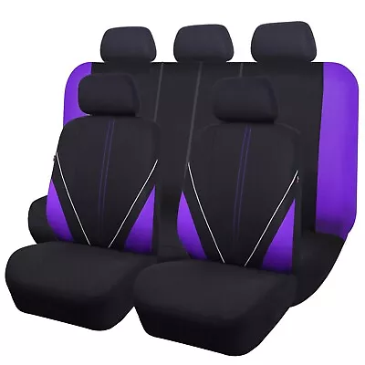 Universal Car Seat Covers Set Rear Split Purple Black Washable Airbag Compatible • $44.99