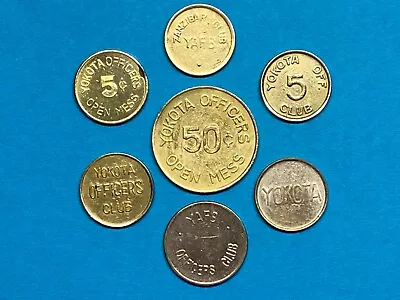 Military Trade Tokens Yokota Japan Officers Club And Top 3 Grouping Of 7 • $55
