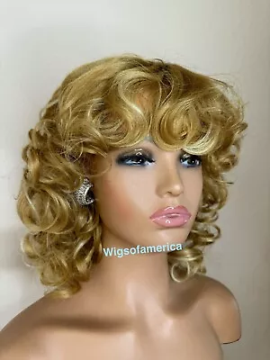 Marilyn Monroe Wig Strawberry Blonde Short Curly Wig Finger Wave Heat Resistant • $45