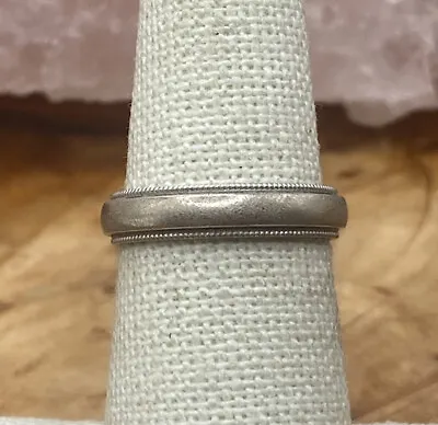 14 K White Gold Milgrain Wedding Band Ring Size 6 • $199