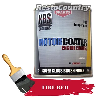 KBS Motor Coater Engine Enamel 500mls FIRE RED High Temperature Paint • $85.50