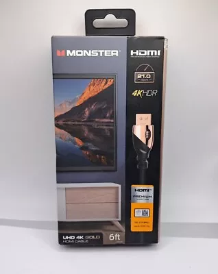 Monster HDMI 6ft Cable 4k Gold Ultra HD With Ethernet 60/120 Hz Refresh Speed • $18.95