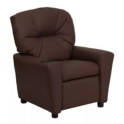 Flash Furniture Contemporary Leather Kids Recliner W/Cup Holder; Brown • $224.98