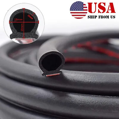 Universal D Shape Car Door Rubber Weather Seal Hollow Strip Weatherstrip 16FT 5M • $11.04