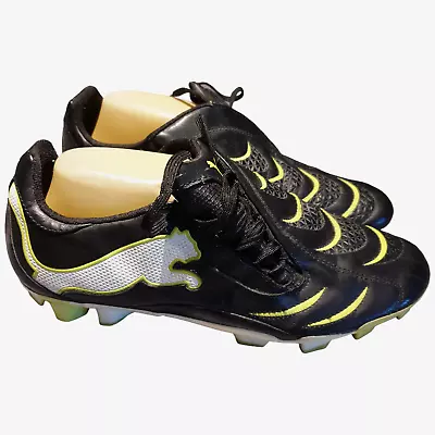 Puma PWR-C 3 Powercat Football Boots FG 101906 03 Men's 10.5 USA Black Green Vg • $41.83