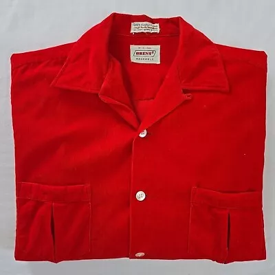 Vintage 50s 60s Montgomery Ward Brent Corduroy Over Shirt Men's M 15-15.5 Red • $49.97