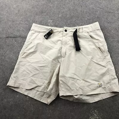 Mountain Hardwear Shorts Mens Large Beige Chino Belted Pockets Hiking 7  Inseam • $24.95