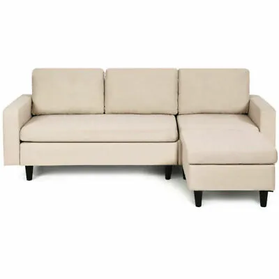 Amazon Convertible Sectional L-Shaped Sofa Couch Light Grey • $215