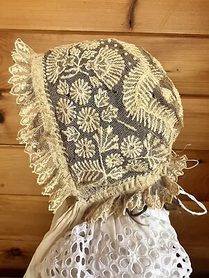 Antique Cotton Lace Doll Hat Bonnet For French And German Dolls • $17.99