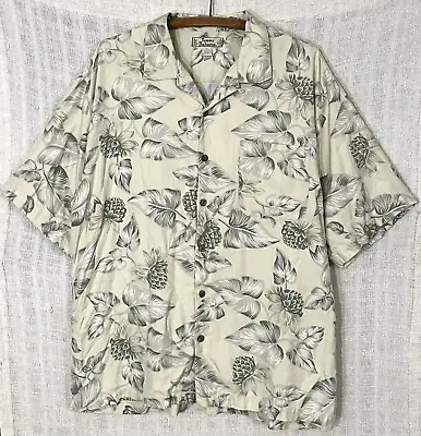 Tommy Bahama Men's Size XL 100% Silk Island Floral Print Beige S/S Camp Shirt • $19.99