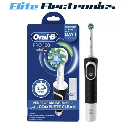 Oral-B Pro 100 Vitality Cross Action Electric Toothbrush W/ Case Black • $64