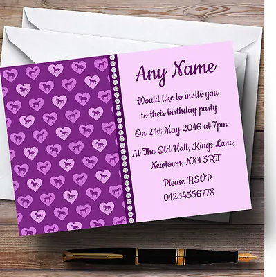 Purple And Lilac Horses Personalised Children's Birthday Party Invitations • £8.99