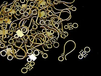 10 Pcs - Golden Tibetan Silver Fancy Hook And Eye Toggle Clasps Findings I216 • £2.39