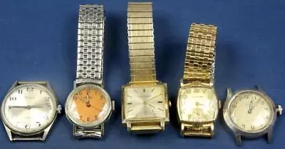 F 34.  5  vintage Gents Wrist Watches Wittnauer Technos Waltham Sears Etc. • $1.99